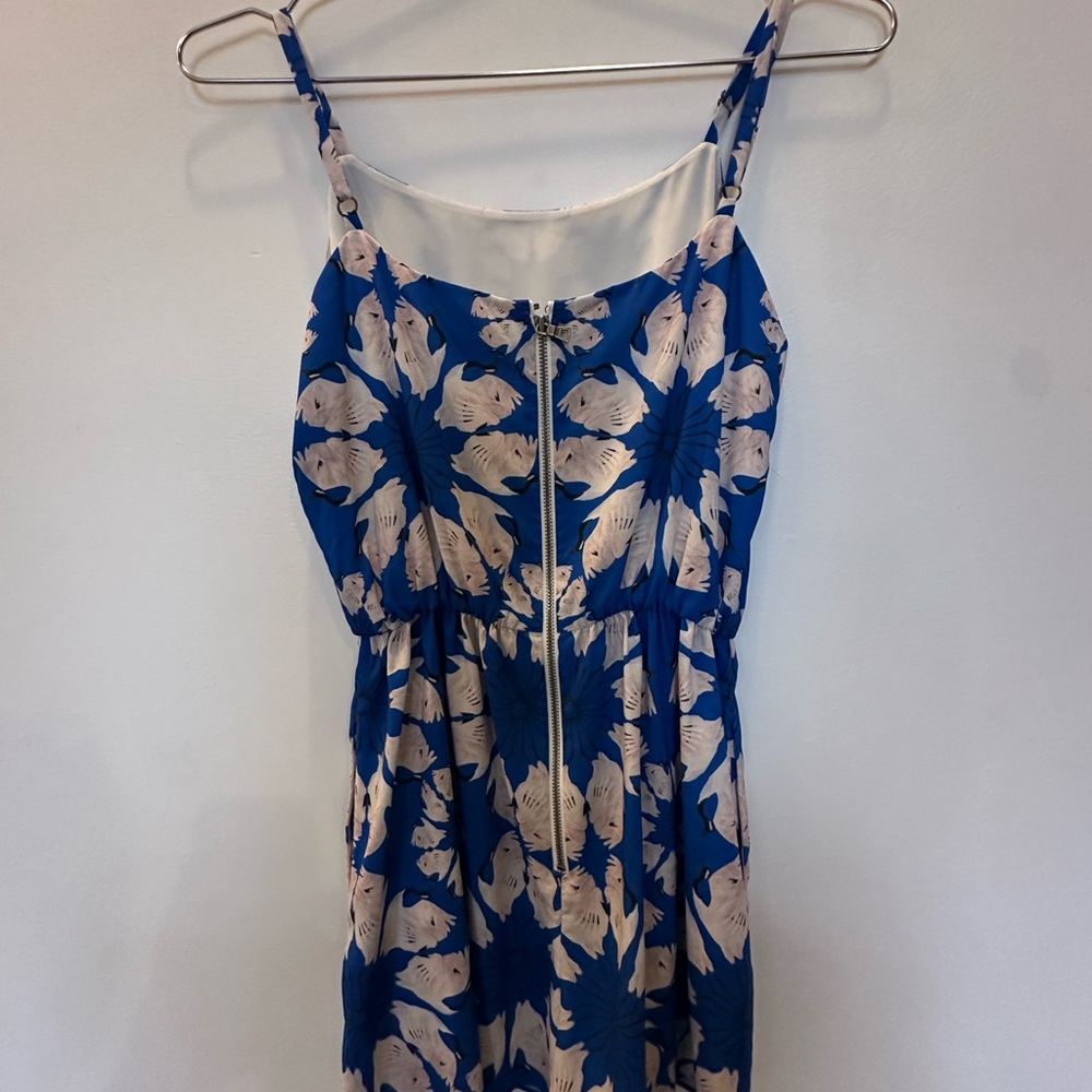 Blue and Cream Swan Pattered Women's Romper - Picture 2 of 4